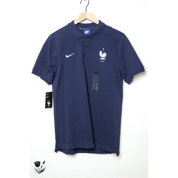 Men’s NWT Nike Polo S France National Team FFF Shirt Navy Blue Soccer World Cup - Picture 1 of 14